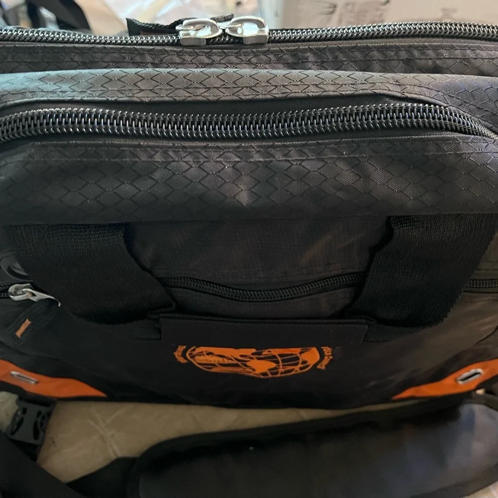 MESSENGER BAG  
Black and Orange with Adjustable Straps Durable Canvas - Picture 4 of 16